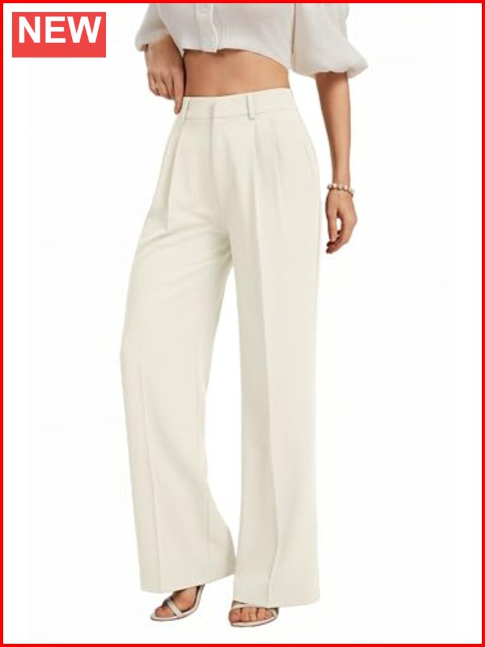 FUNYYZO High Waist Wide Leg Trousers Business Work Pants